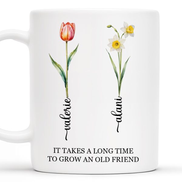 It Takes A Long Time To Grow An Old Friend Floral Design - Personalized Custom Coffee Mug - FM034_MG