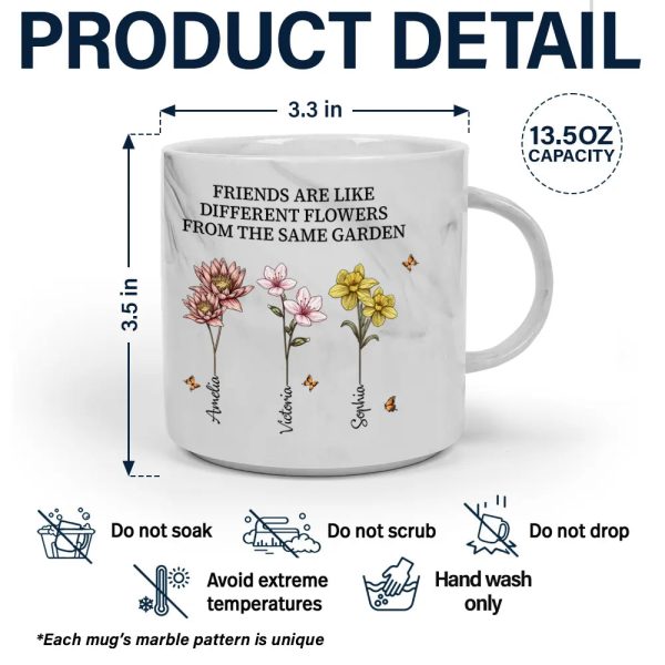 It Takes A Long Time To Grow Old Friends Birth Flowers - Personalized Marble Mug It Takes A Long Time To Grow Old Friends Birth Flowers - Personalized Marble Mug