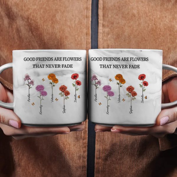 It Takes A Long Time To Grow Old Friends Birth Flowers - Personalized Marble Mug It Takes A Long Time To Grow Old Friends Birth Flowers - Personalized Marble Mug