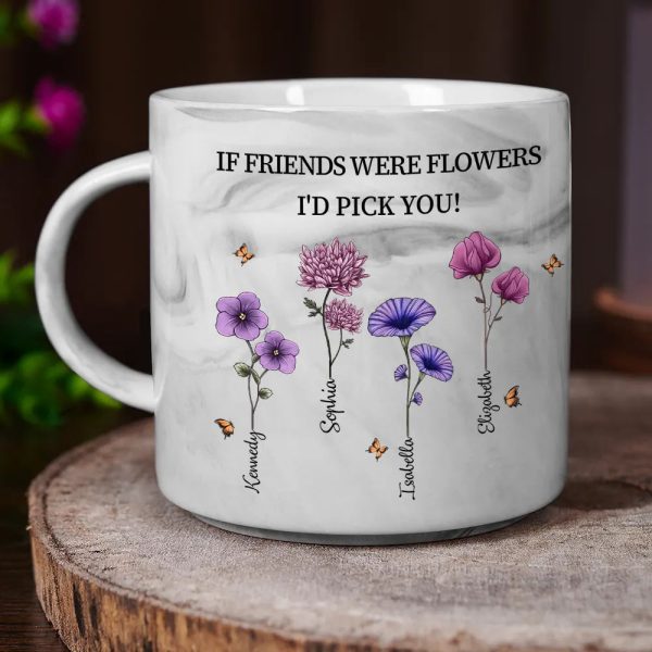 It Takes A Long Time To Grow Old Friends Birth Flowers - Personalized Marble Mug It Takes A Long Time To Grow Old Friends Birth Flowers - Personalized Marble Mug