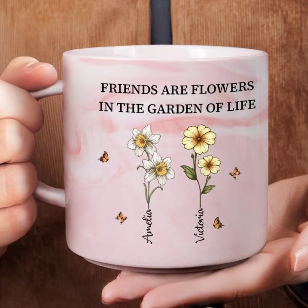 It Takes A Long Time To Grow Old Friends Birth Flowers - Personalized Marble Mug It Takes A Long Time To Grow Old Friends Birth Flowers - Personalized Marble Mug