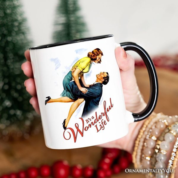 It's a Wonderful Life Personalized Mug, Vintage 1940s Movie Christmas Gift with Custom Name