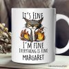 It's Fine I'm Fine Fire Cat Personalized Mug, Sarcastic Gift With Custom Name It's Fine I'm Fine Fire Cat Personalized Mug, Sarcastic Gift With Custom Name