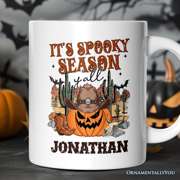 It's Spooky Season Y'all Personalized Mug, Funny Western Halloween Gift with Custom Name It's Spooky Season Y'all Personalized Mug, Funny Western Halloween Gift with Custom Name