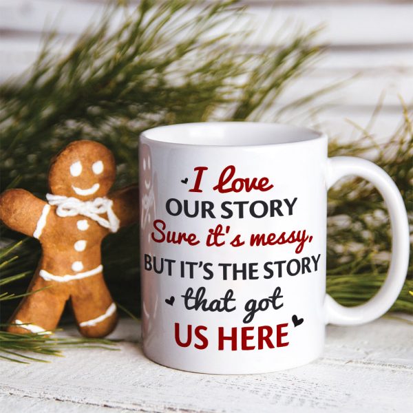 It's the story that got us here , Personalized White Mug for Couples