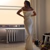 Ivory Satin Backless Maxi Dress