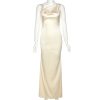 Ivory Satin Backless Maxi Dress