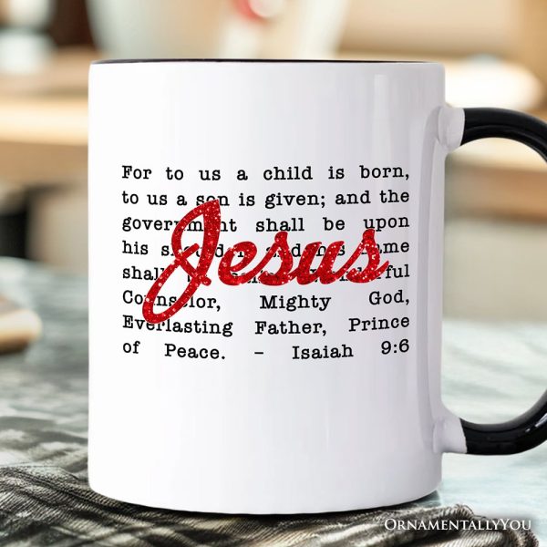 Jesus Christmas Bible Verse Mug, Isaiah 9:6 Gift for Faithful Believers Jesus Christmas Bible Verse Mug, Isaiah 9:6 Gift for Faithful Believers