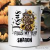 Jesus Fills My Cup Christian Personalized Mug, Leopard Print Coffee Gift with Custom Name Jesus Fills My Cup Christian Personalized Mug, Leopard Print Coffee Gift with Custom Name