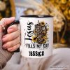 Jesus Fills My Cup Christian Personalized Mug, Leopard Print Coffee Gift with Custom Name Jesus Fills My Cup Christian Personalized Mug, Leopard Print Coffee Gift with Custom Name