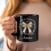 Jesus Is the Reason Christmas Personalized Mug, Coquette Gold Bow Cross Gift with Custom Name Jesus Is the Reason Christmas Personalized Mug, Coquette Gold Bow Cross Gift with Custom Name