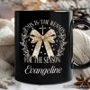 Jesus Is the Reason Christmas Personalized Mug, Coquette Gold Bow Cross Gift with Custom Name Jesus Is the Reason Christmas Personalized Mug, Coquette Gold Bow Cross Gift with Custom Name