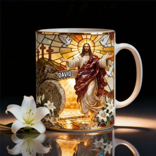 Jesus Resurrection - Personalized White Edge-to-Edge Mug - Easter Gift For Christian HH01 Jesus Resurrection - Personalized White Edge-to-Edge Mug - Easter Gift For Christian HH01