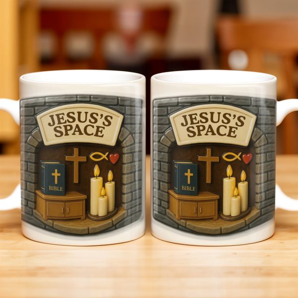 Jesus's Space, Candles, Bible, And Cross Design - Personalized Custom Coffee Mug - FTH047_MG