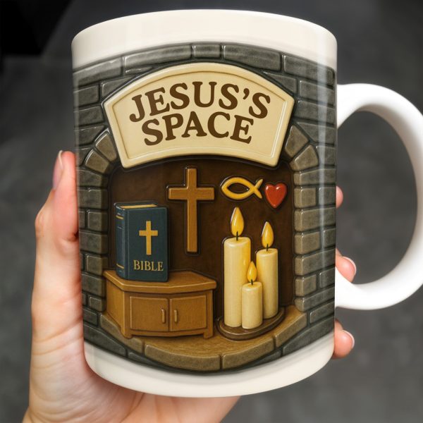 Jesus's Space, Candles, Bible, And Cross Design - Personalized Custom Coffee Mug - FTH047_MG