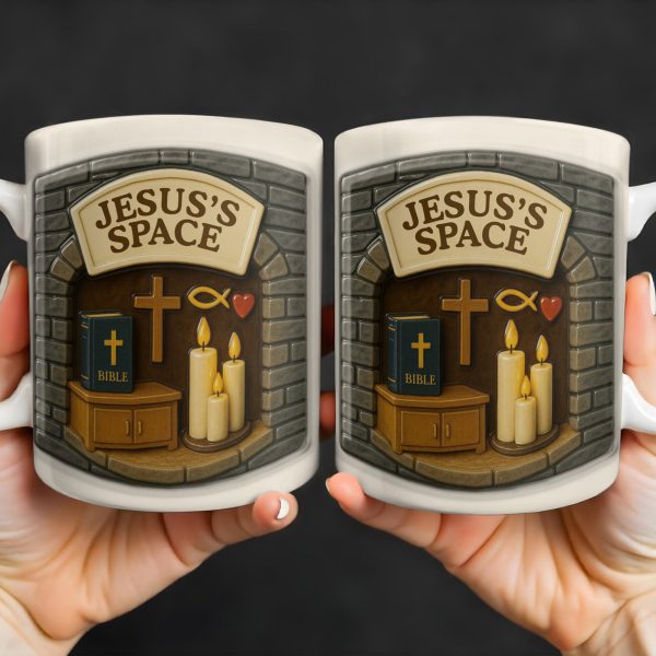 Jesus's Space, Candles, Bible, And Cross Design - Personalized Custom Coffee Mug - FTH047_MG
