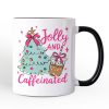 Jolly and Caffeinated Christmas Personalized Mug, Retro Coquette Coffee Holiday Gift with Custom Name Jolly and Caffeinated Christmas Personalized Mug, Retro Coquette Coffee Holiday Gift with Custom Name