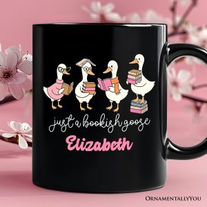 Just a Bookish Goose Personalized Mug, Funny Nerdy Book Readers Gift with Custom Name