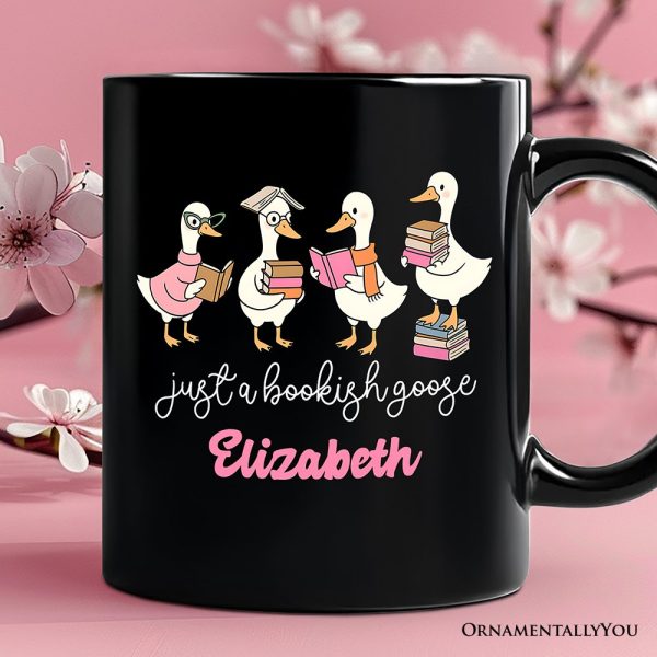 Just a Bookish Goose Personalized Mug, Funny Nerdy Book Readers Gift with Custom Name Just a Bookish Goose Personalized Mug, Funny Nerdy Book Readers Gift with Custom Name