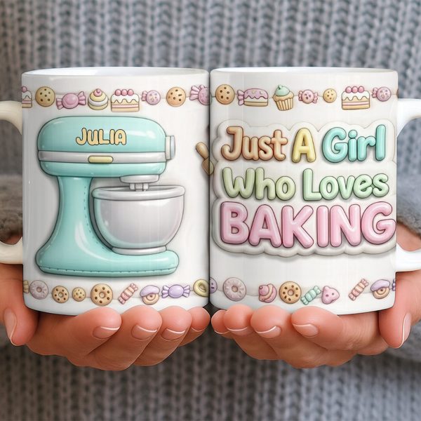 Just A Girl Who Loves Baking With Mixer And Cupcakes - Personalized Custom Coffee Mug - COOK030_MG