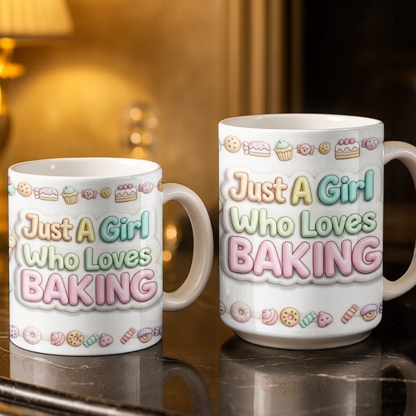 Just A Girl Who Loves Baking With Mixer And Cupcakes - Personalized Custom Coffee Mug - COOK030_MG