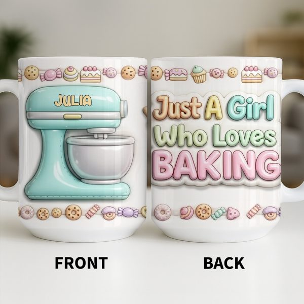 Just A Girl Who Loves Baking With Mixer And Cupcakes - Personalized Custom Coffee Mug - COOK030_MG