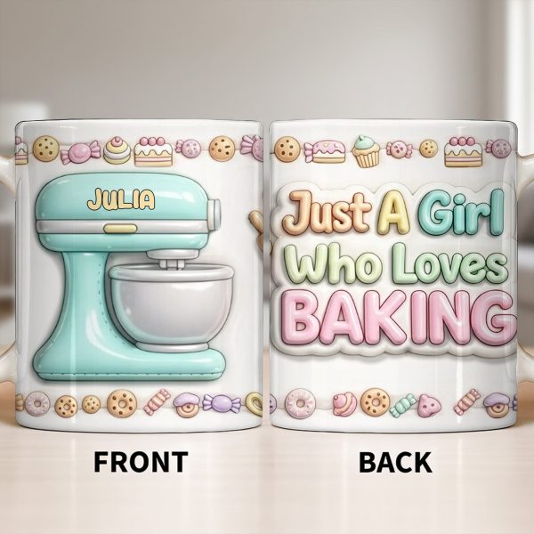 Just A Girl Who Loves Baking With Mixer And Cupcakes - Personalized Custom Coffee Mug - COOK030_MG