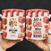 Just A Girl Who Loves Books, Hearts and Books Design - Personalized Custom Coffee Mug - READ001_MG Just A Girl Who Loves Books, Hearts and Books Design - Personalized Custom Coffee Mug - READ001_MG