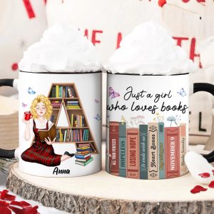 Just A Girl Who Loves Books, Personalize Accent Mug, Gifts For Book Lover