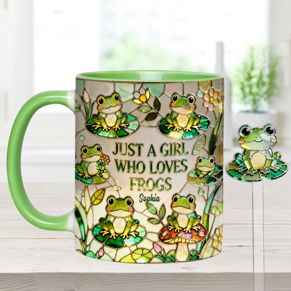 Just A Girl Who Loves Frogs - Personalized Accent Mug - Gift For Her HH01 Just A Girl Who Loves Frogs - Personalized Accent Mug - Gift For Her HH01