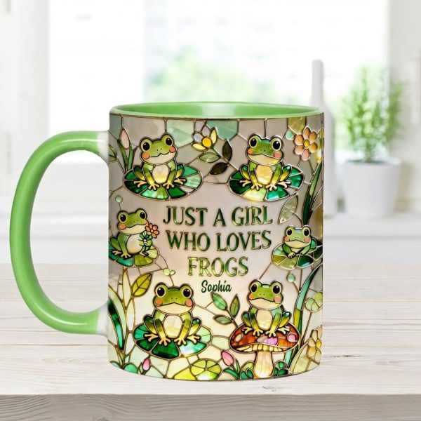 Just A Girl Who Loves Frogs - Personalized Accent Mug - Gift For Her HH01 Just A Girl Who Loves Frogs - Personalized Accent Mug - Gift For Her HH01