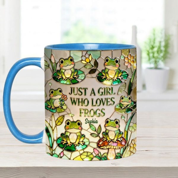 Just A Girl Who Loves Frogs - Personalized Accent Mug - Gift For Her HH01 Just A Girl Who Loves Frogs - Personalized Accent Mug - Gift For Her HH01