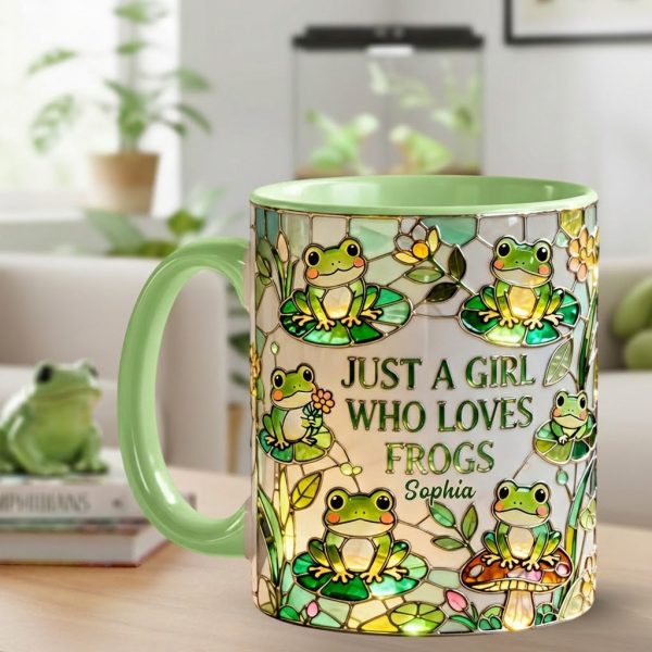 Just A Girl Who Loves Frogs - Personalized Accent Mug - Gift For Her HH01 Just A Girl Who Loves Frogs - Personalized Accent Mug - Gift For Her HH01