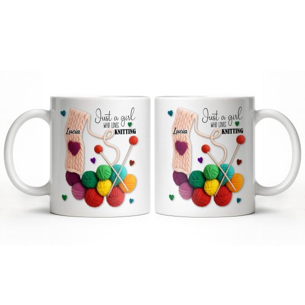 Just A Girl Who Loves Knitting - Personalized Custom Coffee Mug - HOB011_MG