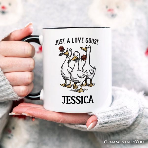Just a Love Goose Quirky Valentine Personalized Mug, Sarcastic Funny Gift with Custom Name Just a Love Goose Quirky Valentine Personalized Mug, Sarcastic Funny Gift with Custom Name