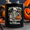 Just Waiting for Halloween Personalized Mug, Spooky Skeleton Gift with Custom Name Just Waiting for Halloween Personalized Mug, Spooky Skeleton Gift with Custom Name