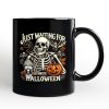 Just Waiting for Halloween Personalized Mug, Spooky Skeleton Gift with Custom Name Just Waiting for Halloween Personalized Mug, Spooky Skeleton Gift with Custom Name