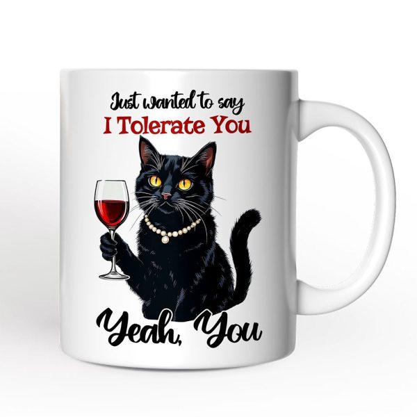 Just Wanted to Say I Tolerate You Personalized Mug, Funny Sarcastic Black Cat Lover Gift With Custom Name Just Wanted to Say I Tolerate You Personalized Mug, Funny Sarcastic Black Cat Lover Gift With Custom Name