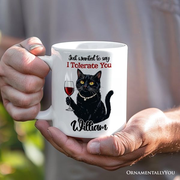 Just Wanted to Say I Tolerate You Personalized Mug, Funny Sarcastic Black Cat Lover Gift With Custom Name Just Wanted to Say I Tolerate You Personalized Mug, Funny Sarcastic Black Cat Lover Gift With Custom Name