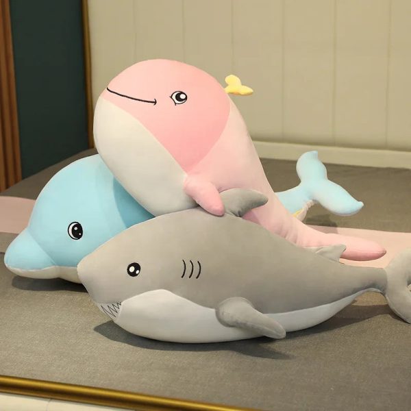 Kawaii Dolphin & Whale Shark Plush Toy - Soft, Cute Animal Pillow for Kids Kawaii Dolphin & Whale Shark Plush Toy - Soft, Cute Animal Pillow for Kids