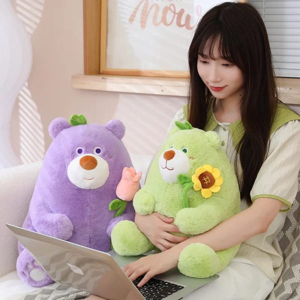 Kawaii Fat Bear Plush Toy Teddy Bear with Rose
