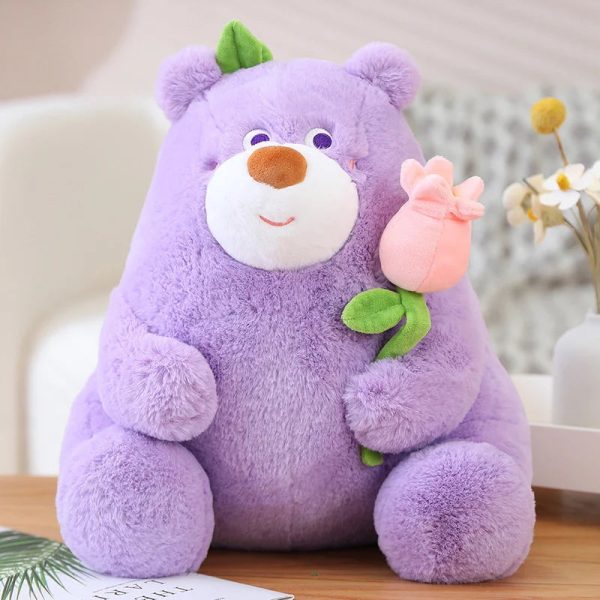 Kawaii Fat Bear Plush Toy Teddy Bear with Rose