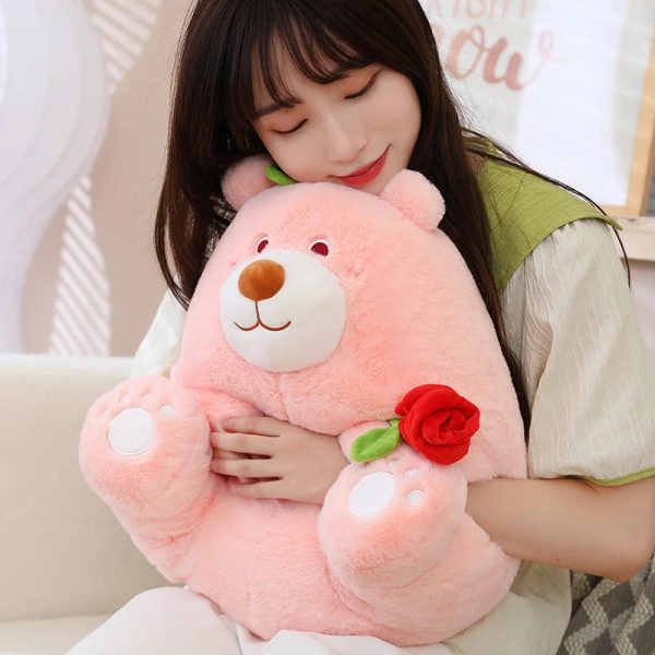 Kawaii Fat Bear Plush Toy Teddy Bear with Rose