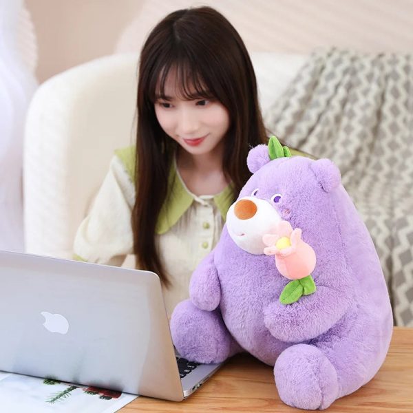 Kawaii Fat Bear Plush Toy Teddy Bear with Rose