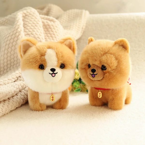 Kawaii Fluffy Puppy Plush Toy - Adorable Small Chow, Corgi & Yorkie Dolls