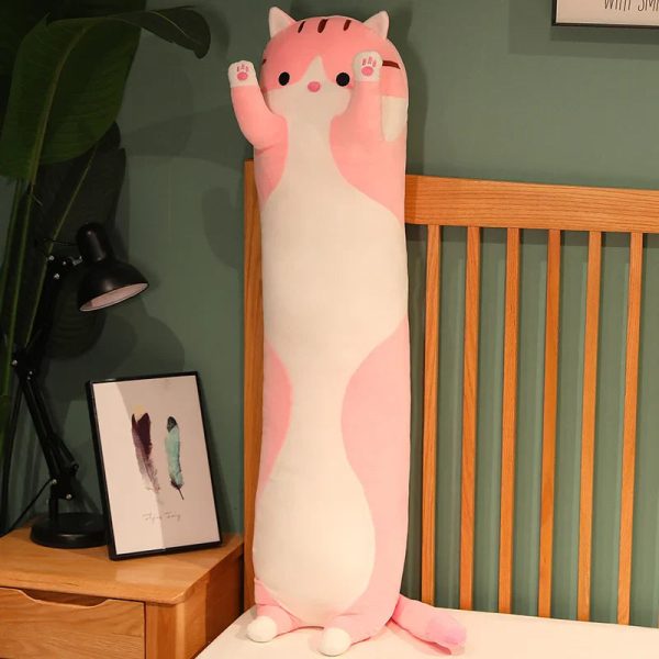 Kawaii Long Cat Plush Doll - Soft Stuffed Animal Pillow for Home Decor