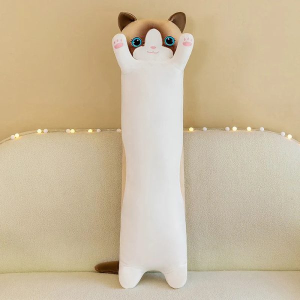 Kawaii Long Cat Plush Doll - Soft Stuffed Animal Pillow for Home Decor