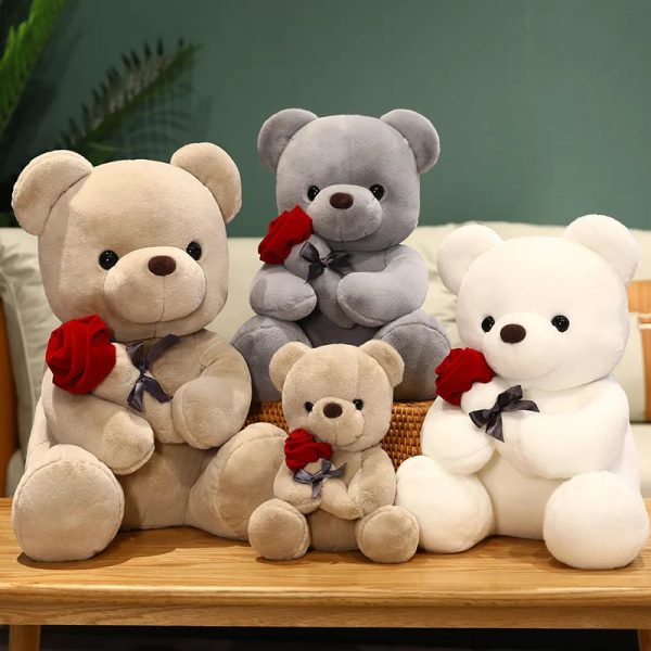 Kawaii Teddy Bear with Roses Plush Romantic Gift