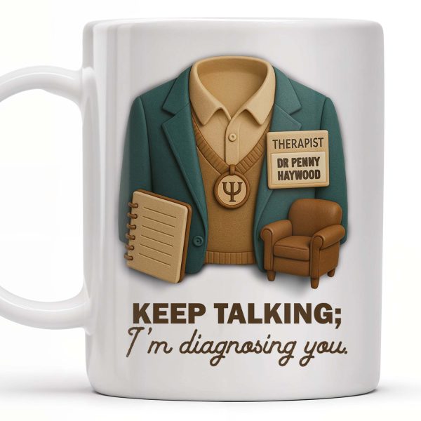 Keep Talking; I'm diagnosing you, Therapist Jacket, Notebook, Chair - Personalized Custom Coffee Mug - DOC004_MG Keep Talking; I'm diagnosing you, Therapist Jacket, Notebook, Chair - Personalized Custom Coffee Mug - DOC004_MG