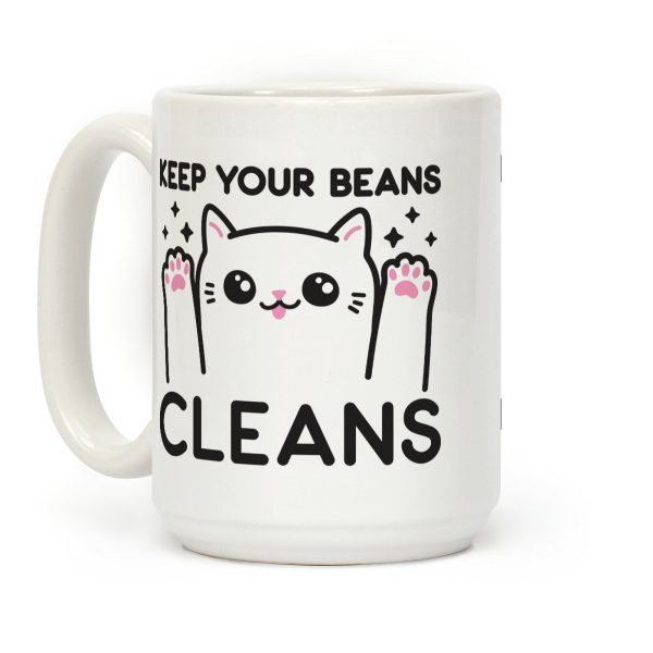 Keep Your Beans Cleans Cat Coffee Mug Keep Your Beans Cleans Cat Coffee Mug